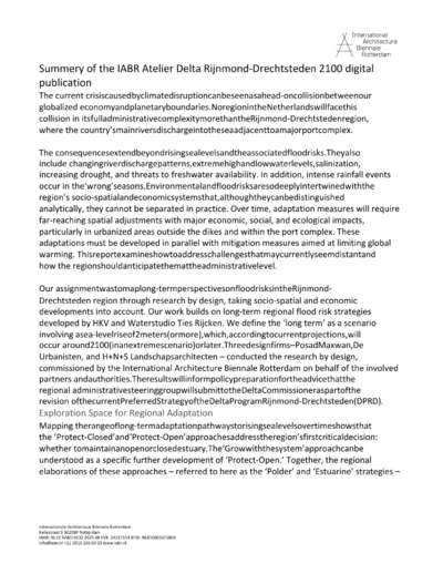 Summary Publication Atelier Delta Rijnmond-Drechtsteden 2100