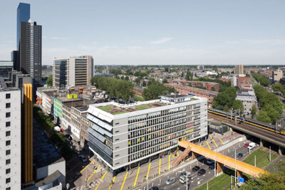 Rotterdam Central District, met Schieblock en Luchtsingel op de voorgrond. Foto: Ossip van Duivenbode